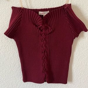 Burgundy Mesh Crop Top